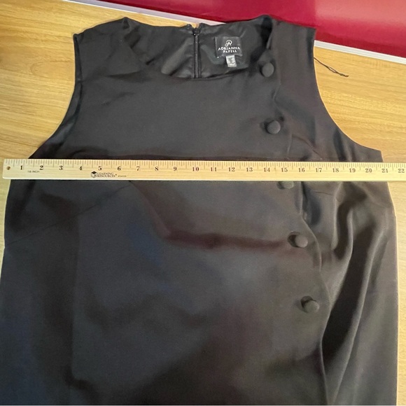 Adrianna Papell Black Asymmetrical Buttoned Sheath Dress - Picture 7 of 9